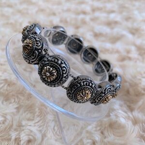 Vintage Art Deco Gold & Silver Oxidized Link Bracelet